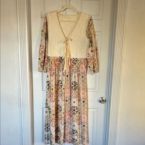 Christy Dawn Cream and Multicolor Patchwork Dress
